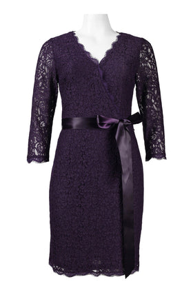 Adrianna Papell Three Quarter Sleeve Lace Dress