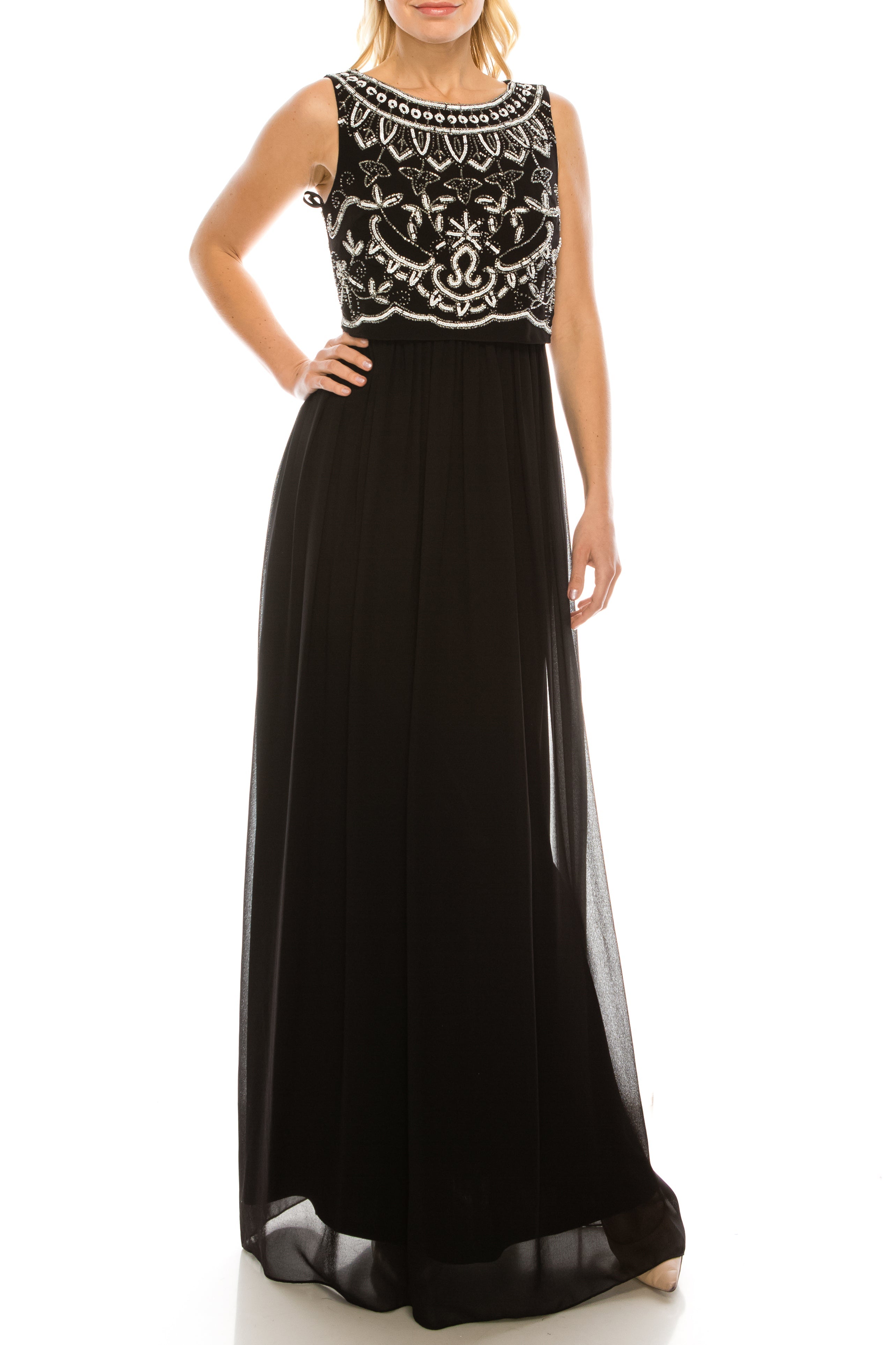 Adrianna Papell Sleeveless Popover Beaded Dress
