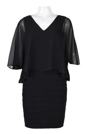 Adrianna Papell Cape Sleeve Panel Pleat Dress