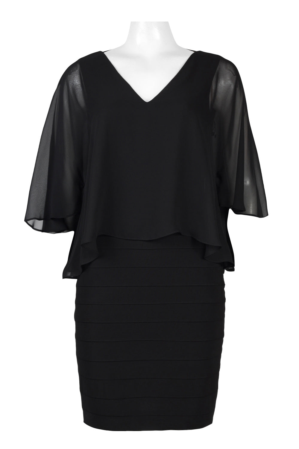 Adrianna Papell Cape Sleeve Panel Pleat Dress