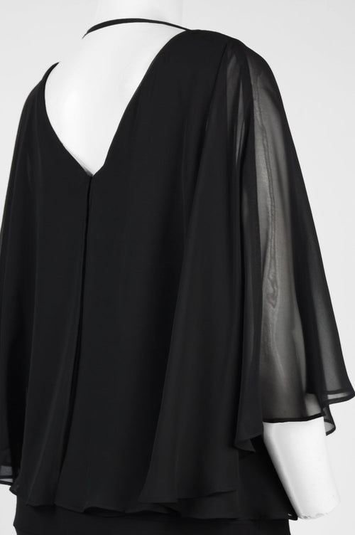 Adrianna Papell Cape Sleeve Panel Pleat Dress