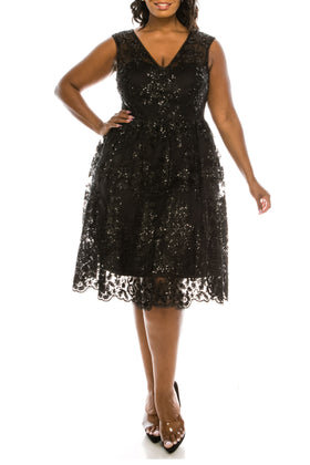 Adrianna Papell Embroidered Sequined Evening Dress