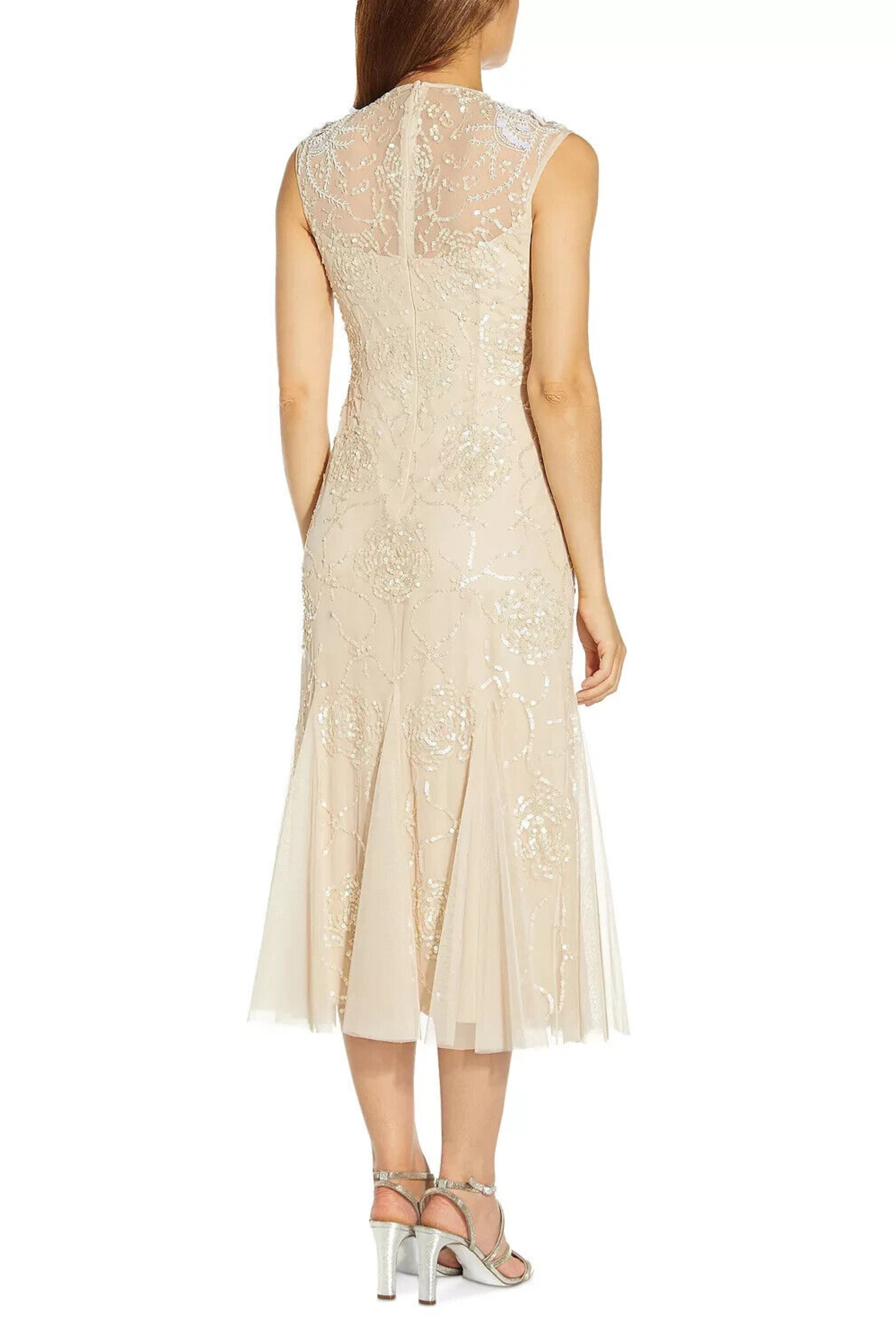 Adrianna Papell Sleeveless Sequined Midi Dress