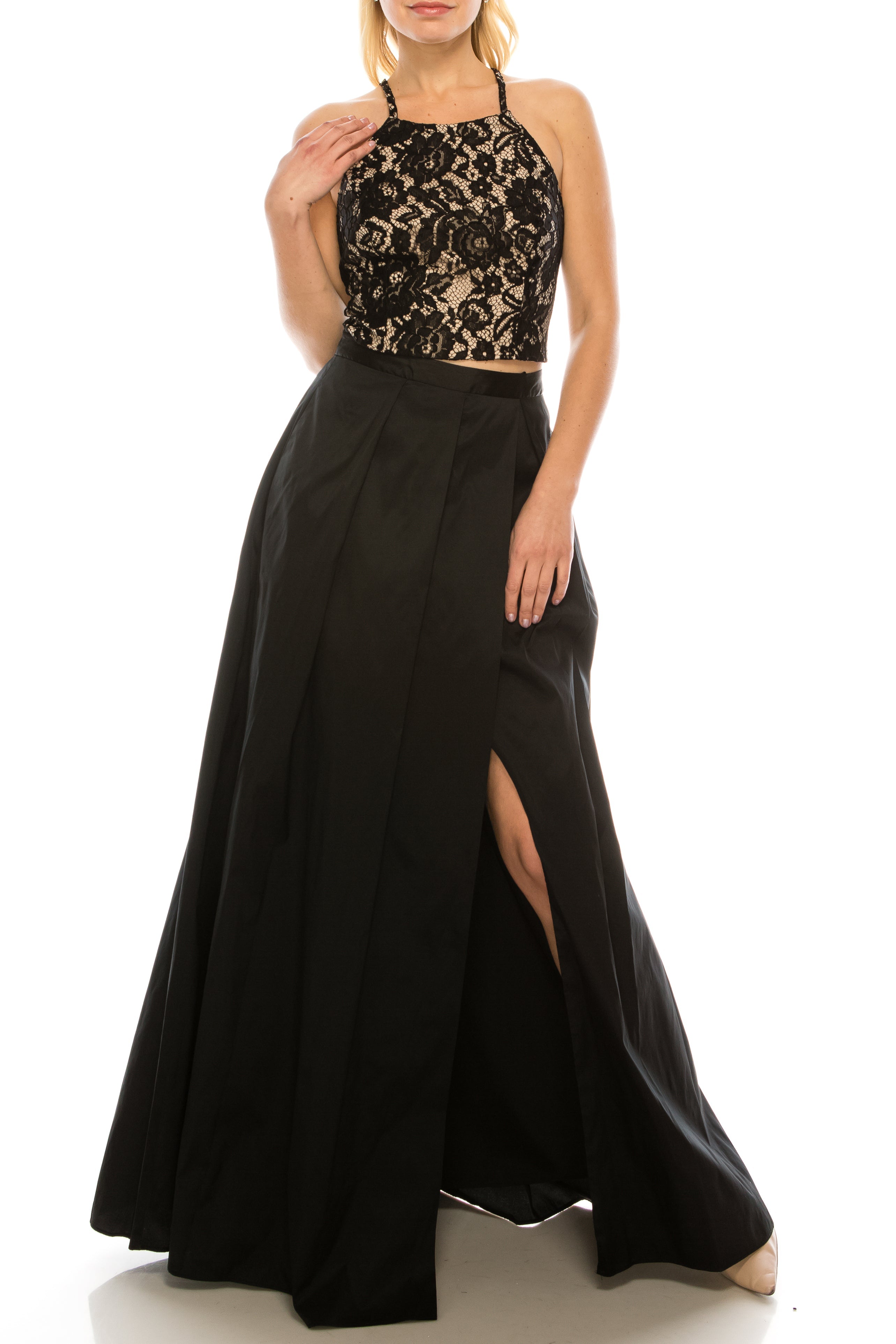 Adrianna Papell Floral Lace 2 Piece Taffeta Dress