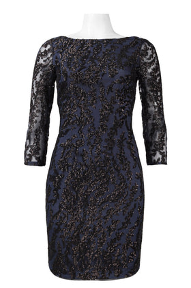 Aidan by Aidan Mattox 3/4 Sleeve Sequined Dress