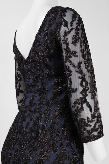 Aidan by Aidan Mattox 3/4 Sleeve Sequined Dress