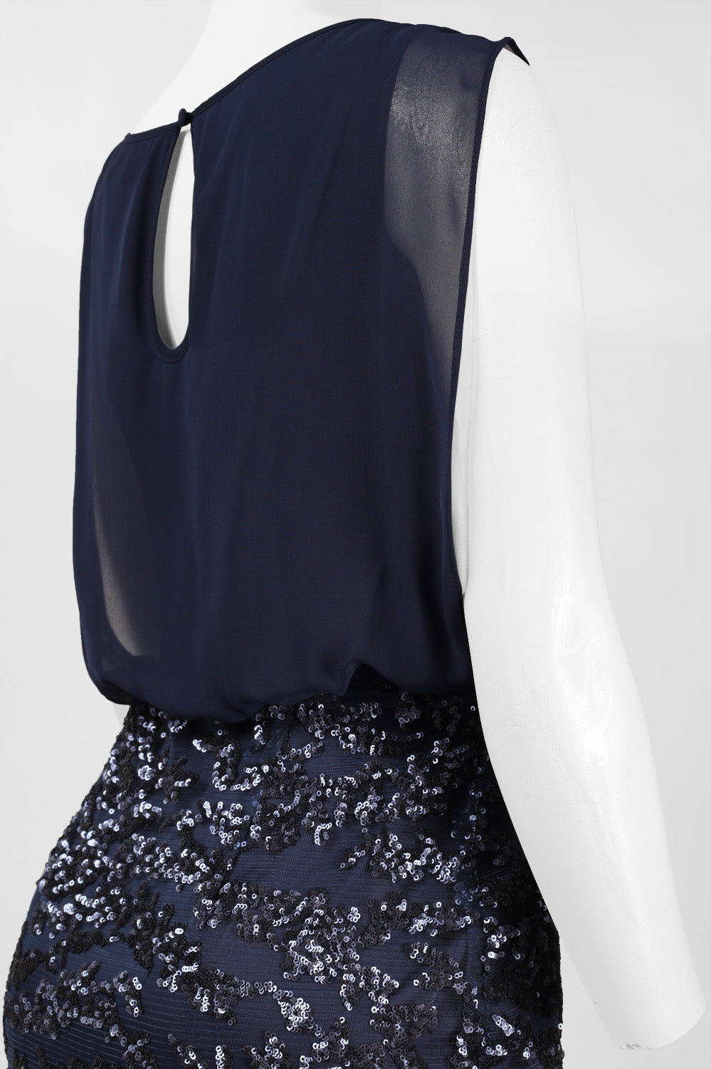 Aidan Mattox Overlay Sequined Long Evening Dress