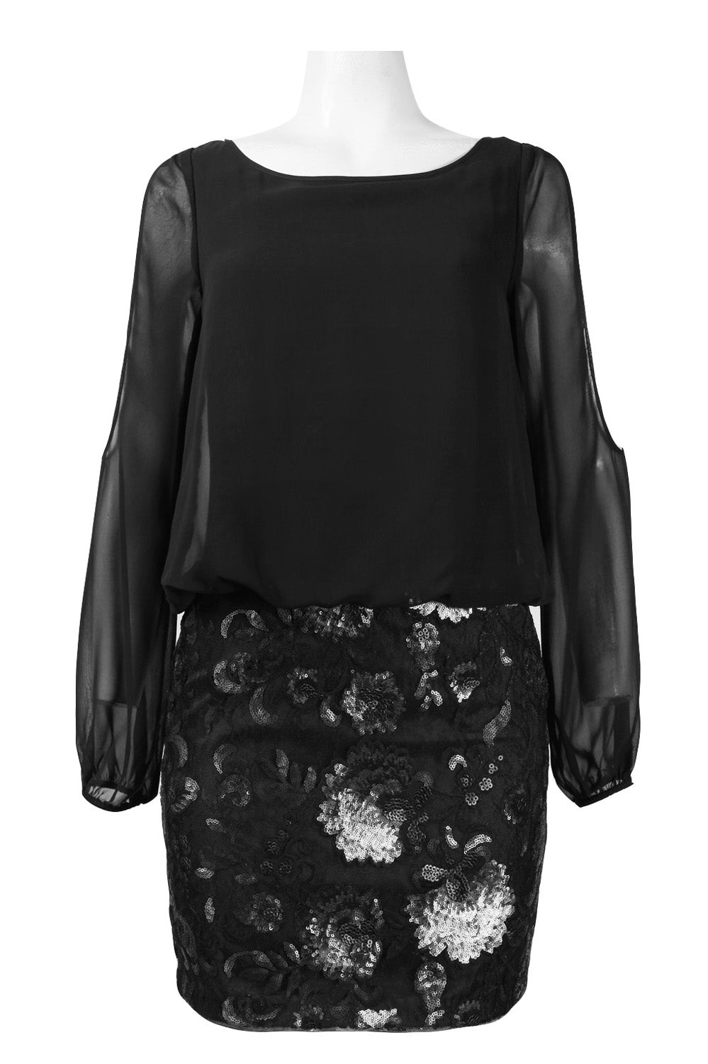 Aidan Mattox 3/4 Cutout Sleeve Embellished Dress