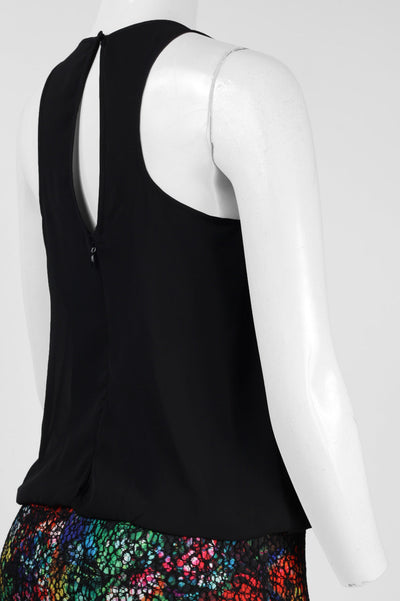 Aidan by Aidan Mattox 151A14910 Keyhole Back Blouson Dress with Sleeveless Design and Boat Neckline