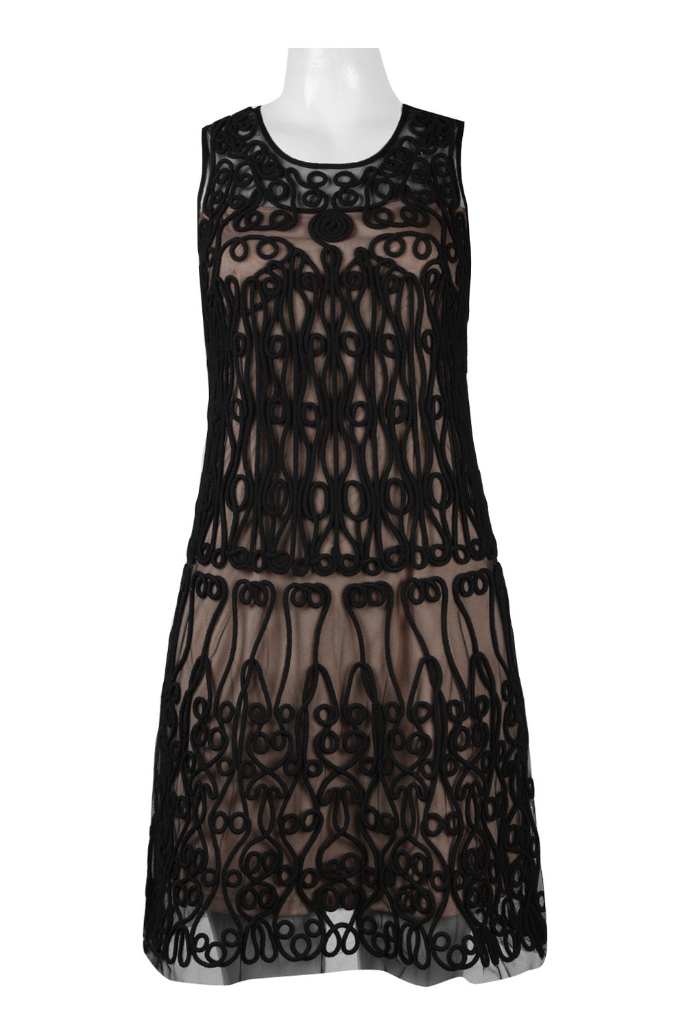 Aidan By Aidan Mattox MN1E200709 Sleeveless Embroidered Dress Black NUDE / 6