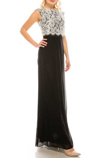 Aidan Mattox Embellished Lace Top Evening Dress