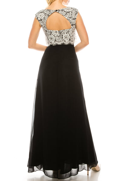 Aidan Mattox Embellished Lace Top Evening Dress