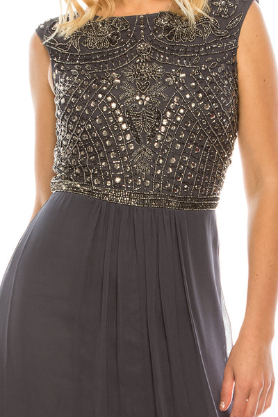Aidan Mattox Beaded Long A-line Evening Dress