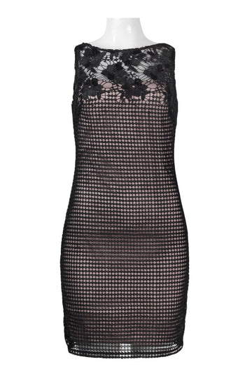 Aidan Mattox Sleeveless Illusion Neck Lace Dress