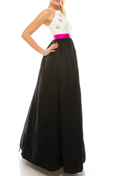 Aidan Mattox Embellished Halter A-Line Dress