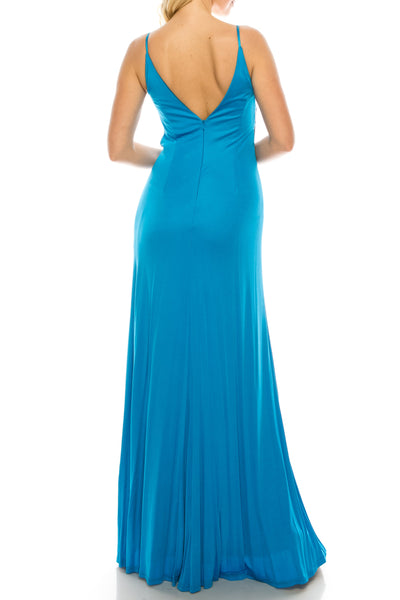 Aidan Mattox Strappy & Plunging Evening Dress