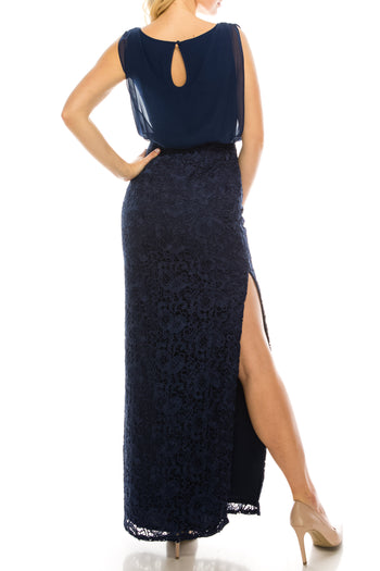 Aidan Mattox Embroidered-Lace Evening Dress