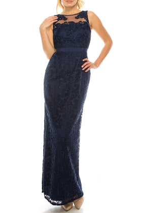 Aidan Mattox Sleeveless Embroidered Lace Dress