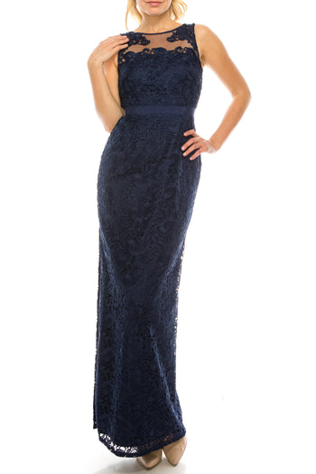 Aidan Mattox Sleeveless Embroidered Lace Dress