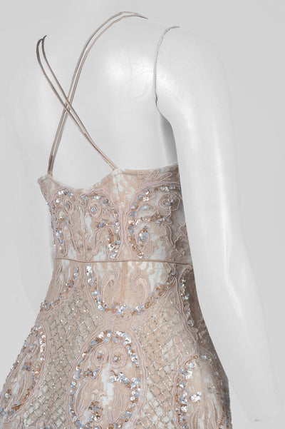 Aidan Mattox Halter-Style Embroidered Beaded Dress