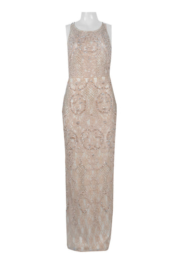 Aidan Mattox Halter-Style Embroidered Beaded Dress