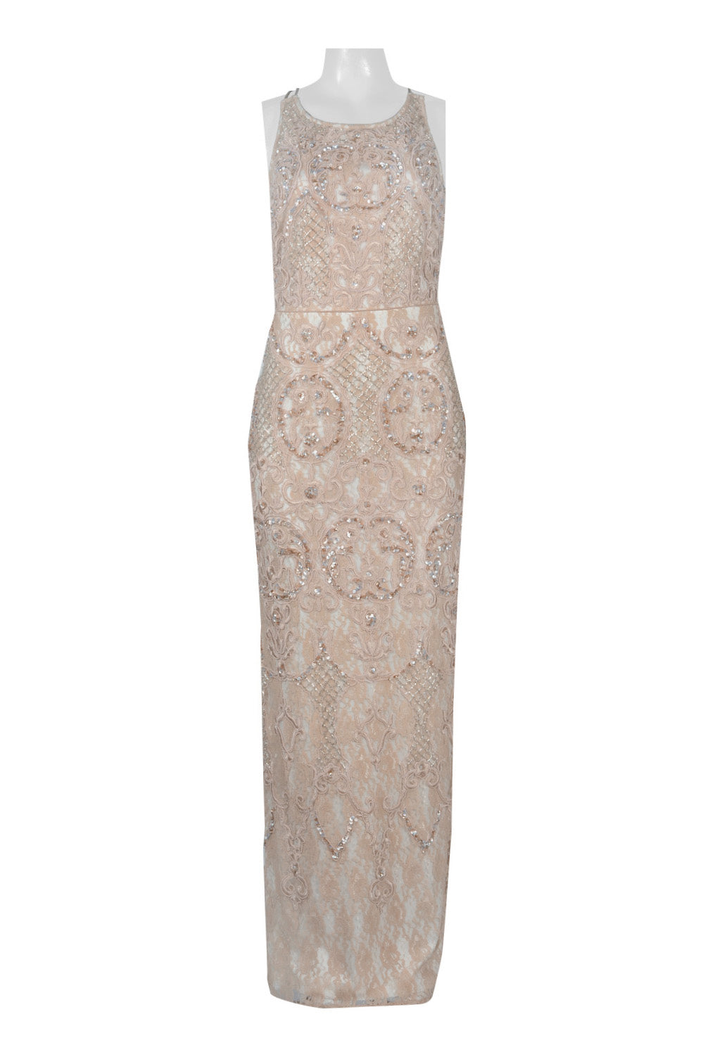 Aidan Mattox Halter-Style Embroidered Beaded Dress