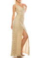 Aidan Mattox Embroidered Lace Sheath Evening Dress