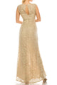 Aidan Mattox Embroidered Lace Sheath Evening Dress