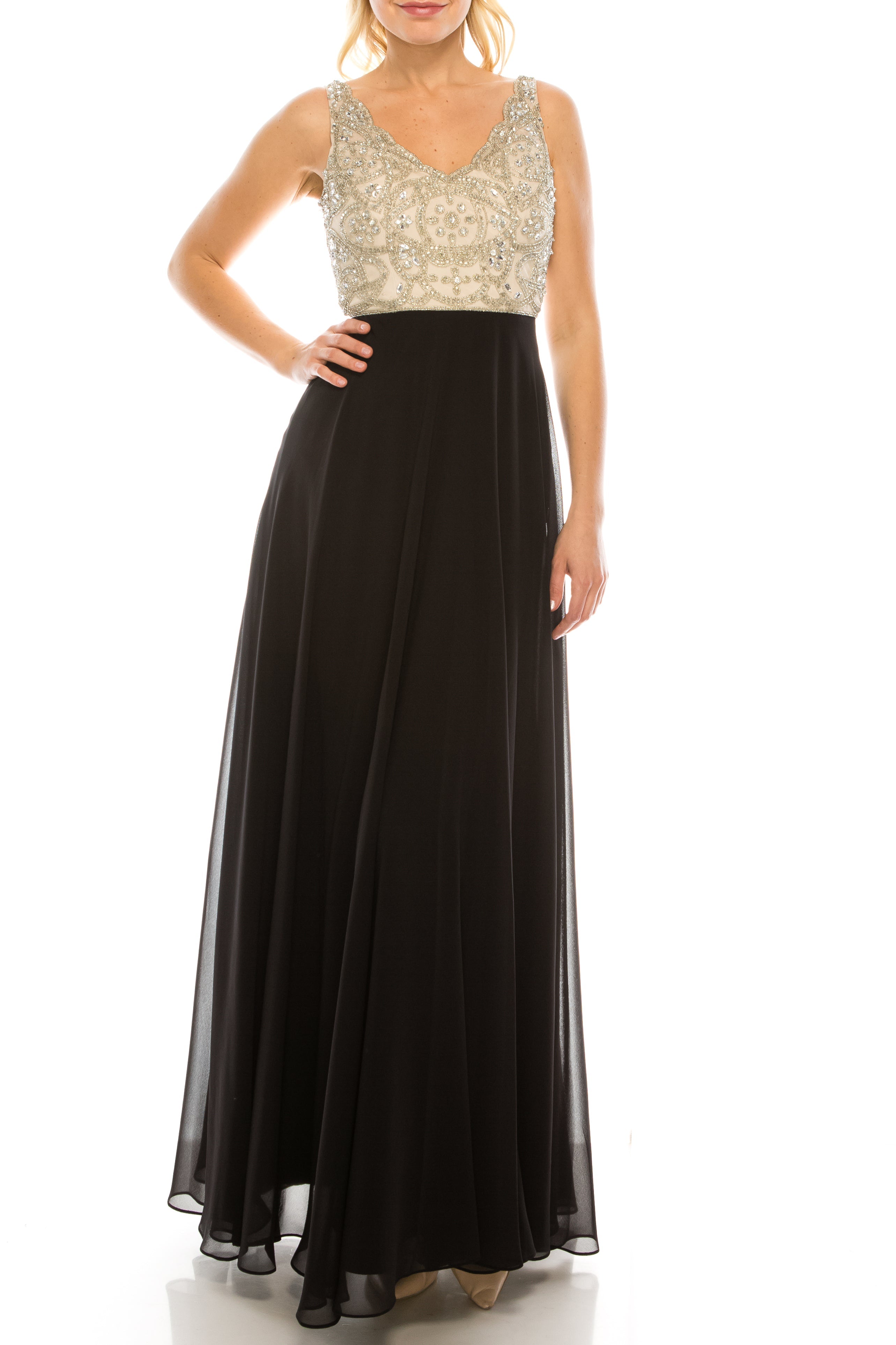Aidan Mattox Women's Embellished Colorblock Gown - Champagne