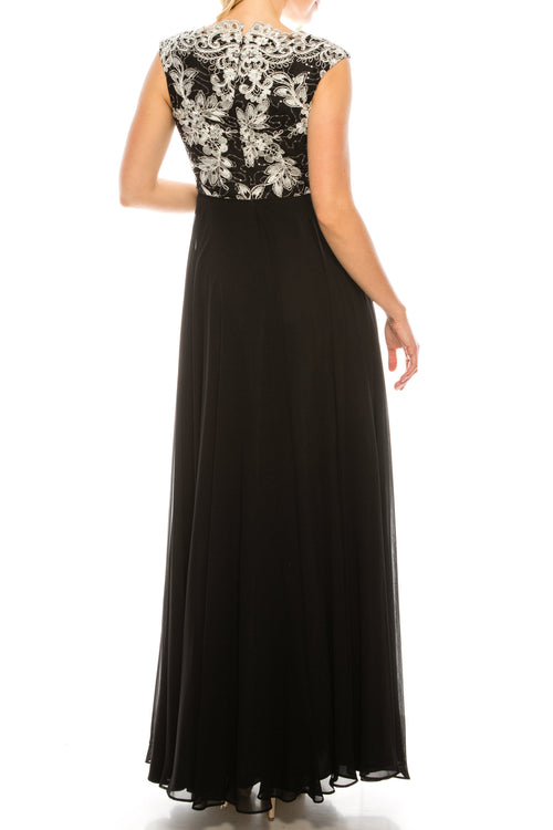 Aidan Mattox Sleeveless Metallic Lace Dress