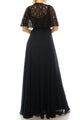 Aidan Mattox Beaded Cape A-Line Evening Dress