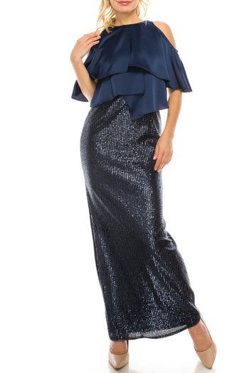 Aidan Mattox Cold Shoulder Embellished Dress
