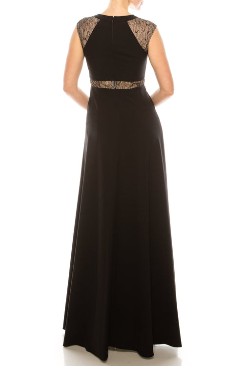 Aidan Mattox Sleeveless Lace-Detail Evening Dress