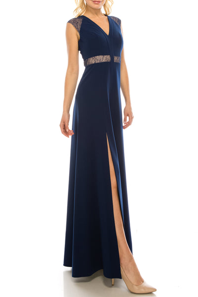 Aidan Mattox Sleeveless Lace-Detail Evening Dress