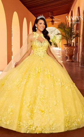 Mary's Bridal MQ2157 3D Floral Cape Quinceanera Dress