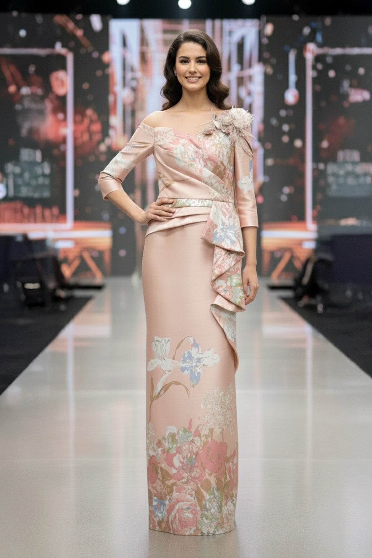 Terani Couture 241M2715 Long Printed Formal Gown for Mother of the Bride