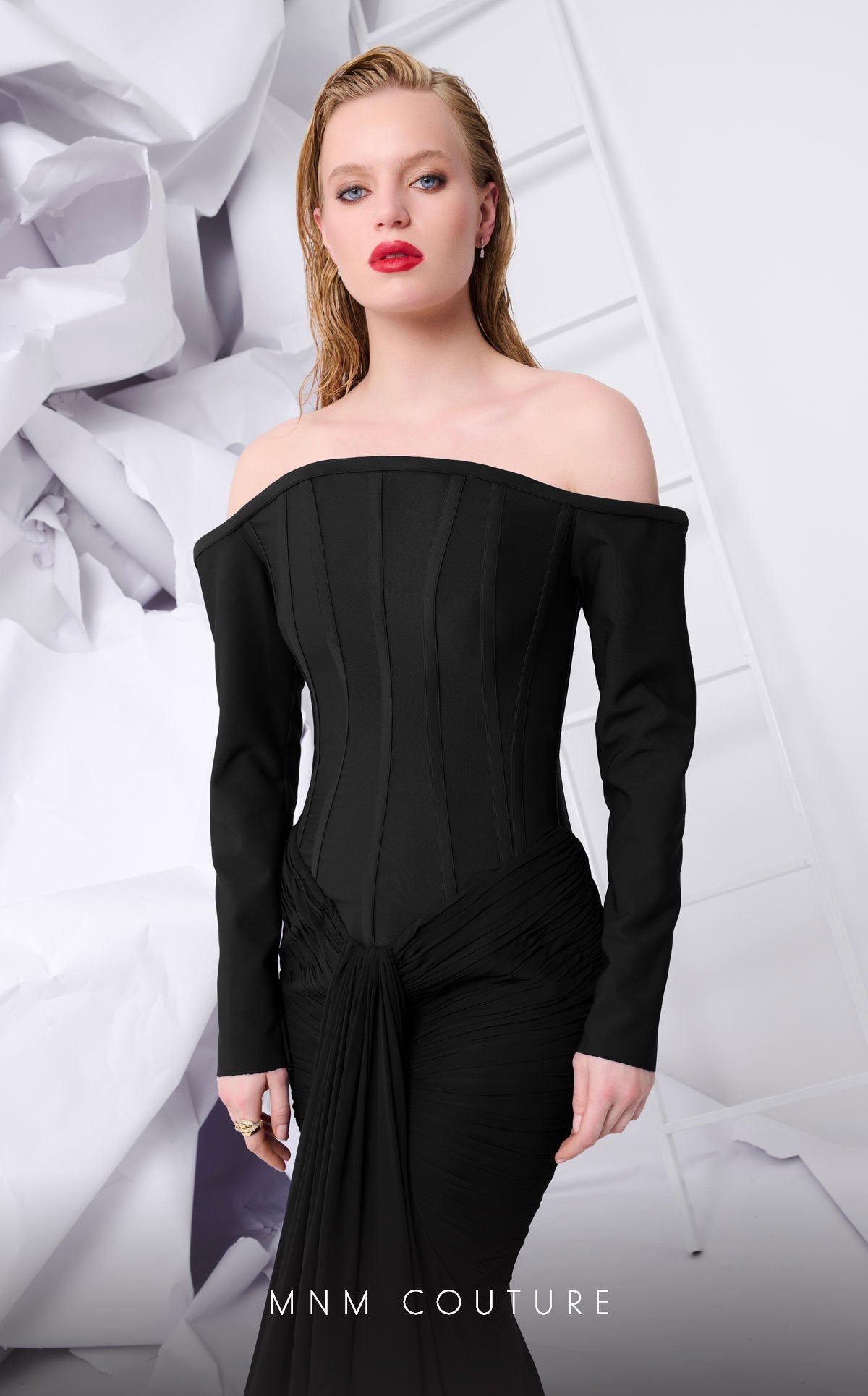 MNM Couture B1112 Elegant Black Evening Dress