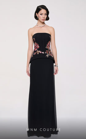 MNM Couture B1117 Off-Shoulder Black Evening Gown – Size 4