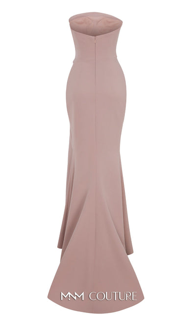 MNM Couture B1171 Brown Off-Shoulder Open Back Gown