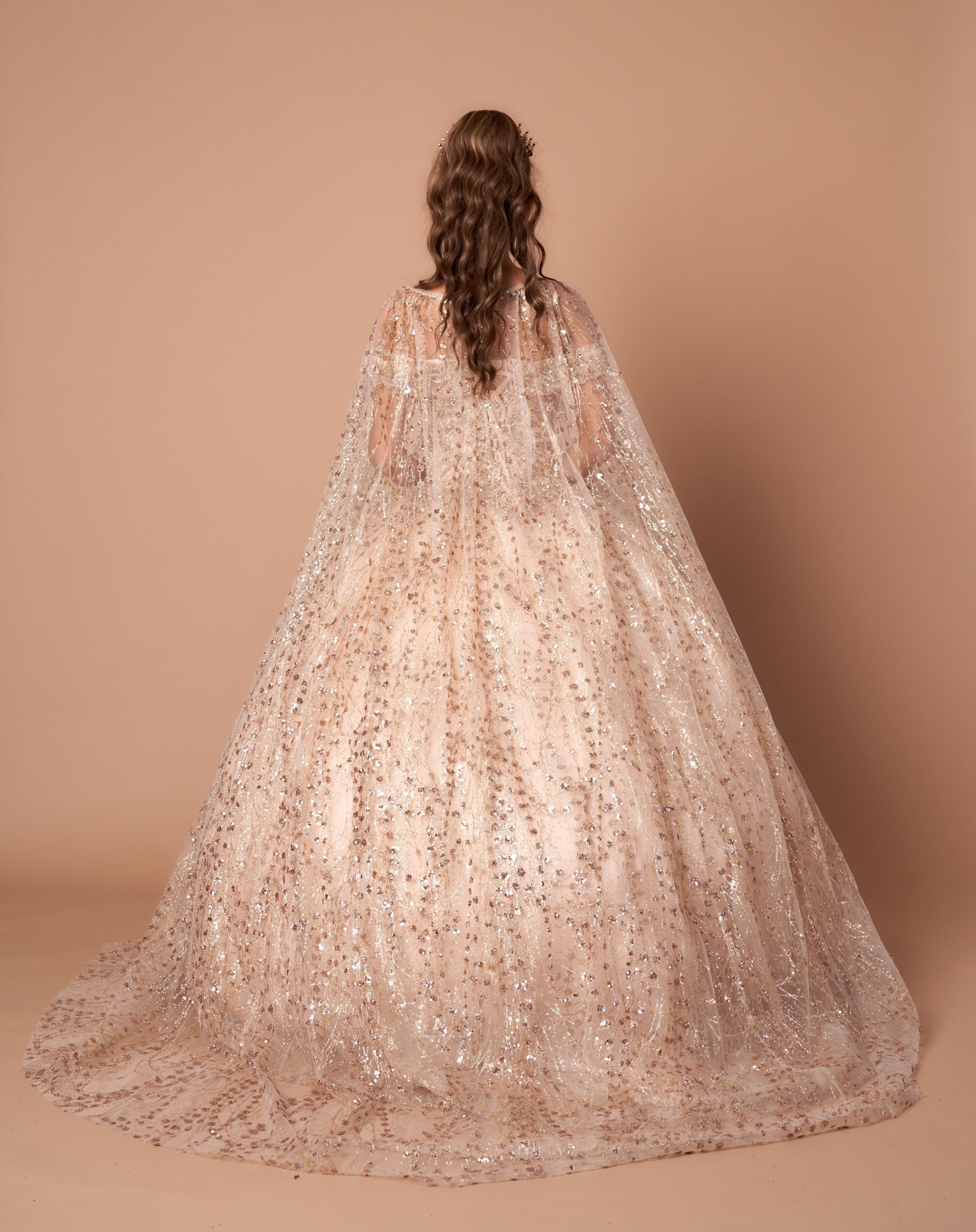 Appliqué Off-Shoulder Cape Ball Gown by Calla SCL30003