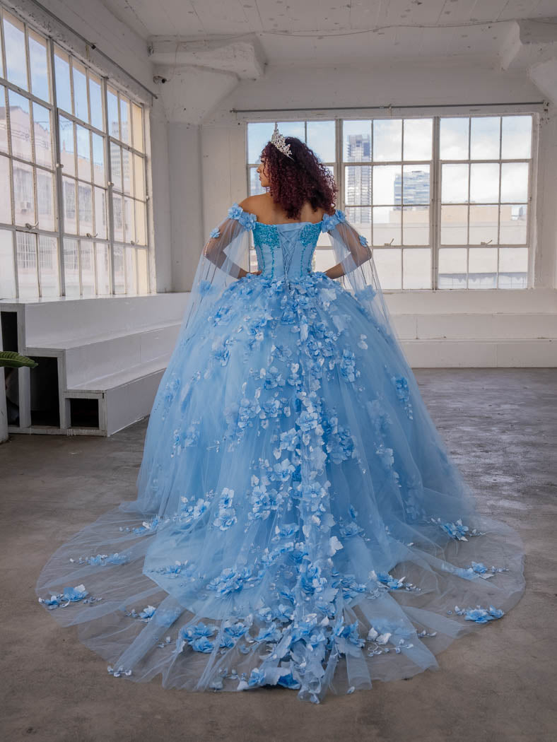 Off-Shoulder Cape Sleeve Ball Gown by Calla SCL30007