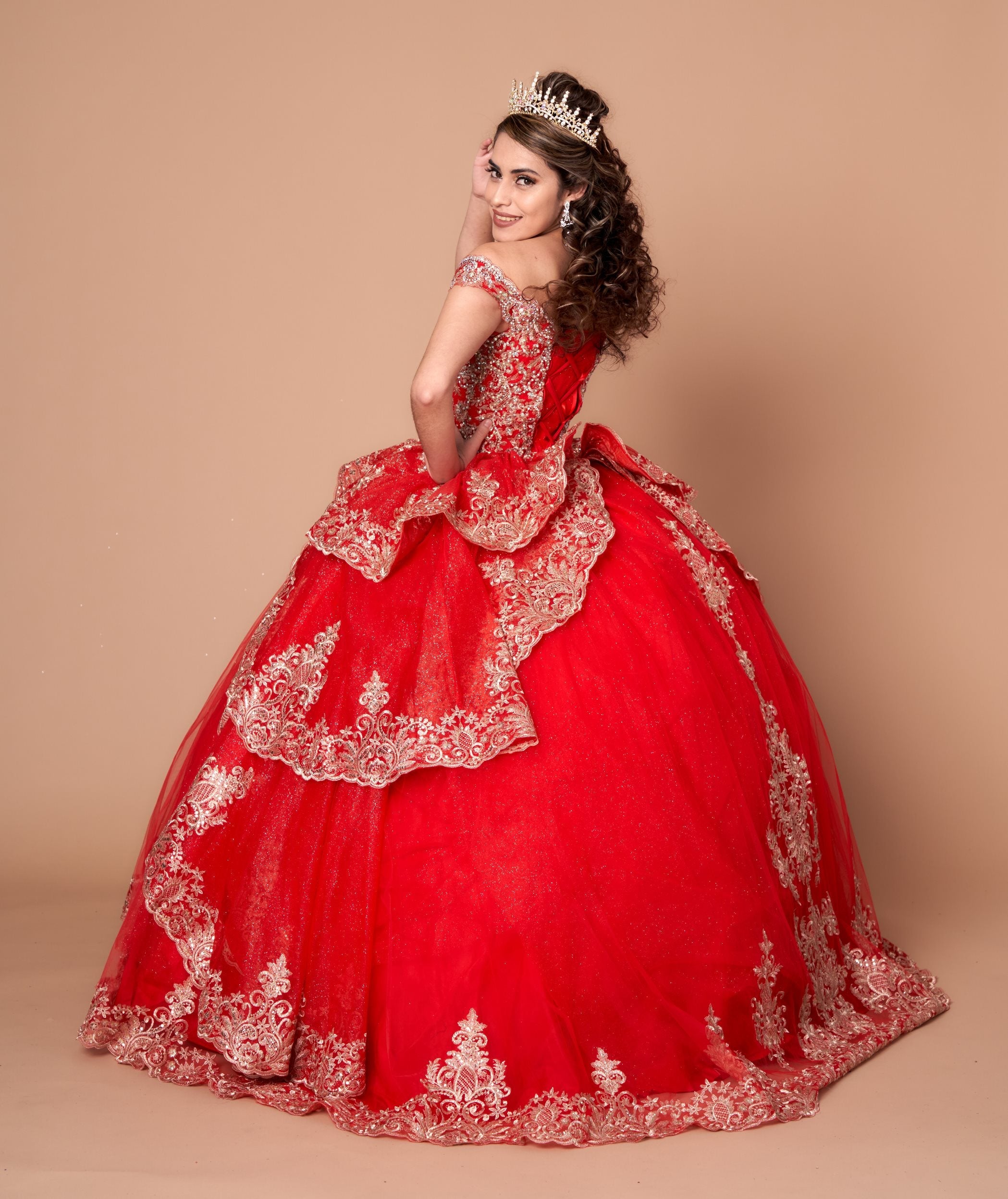 Applique Off-Shoulder Layered Ball Gown by Calla WB20525
