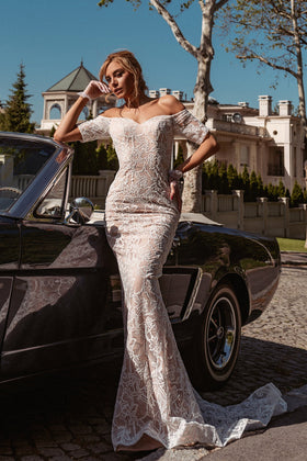 Tina Holly BB006 Wedding Mermaid Off-Shoulder Sweetheart Evening Lace Dress
