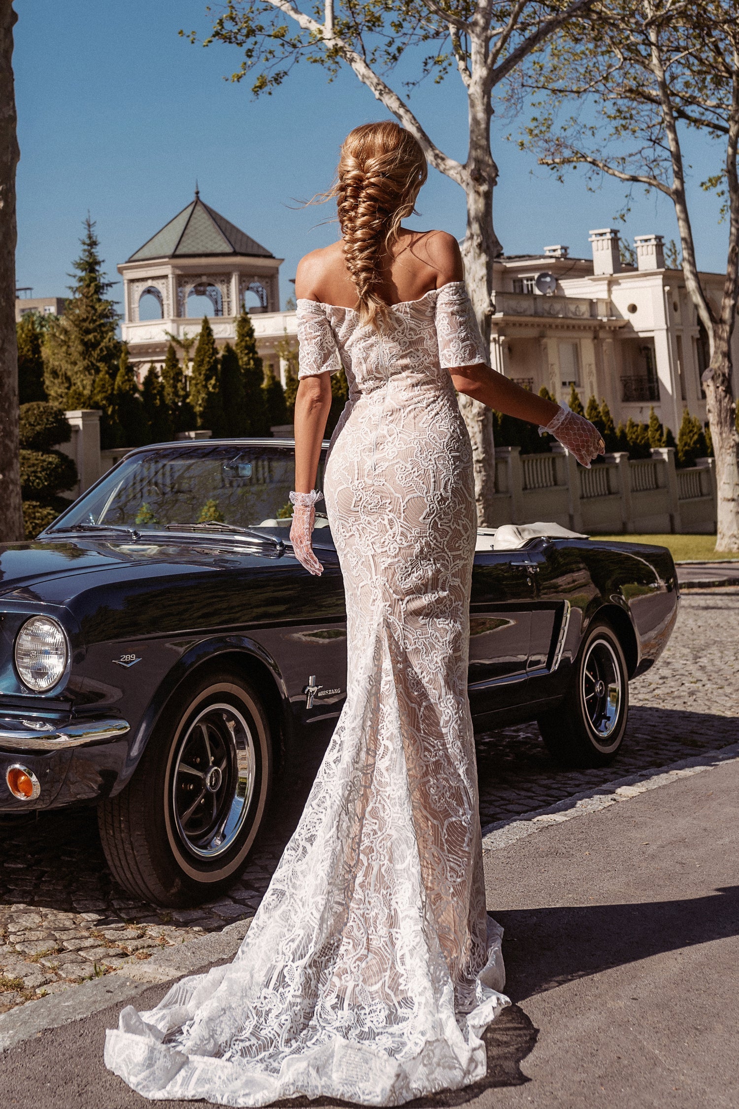 Tina Holly BB006 Wedding Mermaid Off-Shoulder Sweetheart Evening Lace Dress