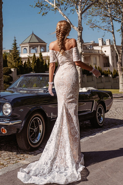 Tina Holly BB006 Wedding Mermaid Off-Shoulder Sweetheart Evening Lace Dress