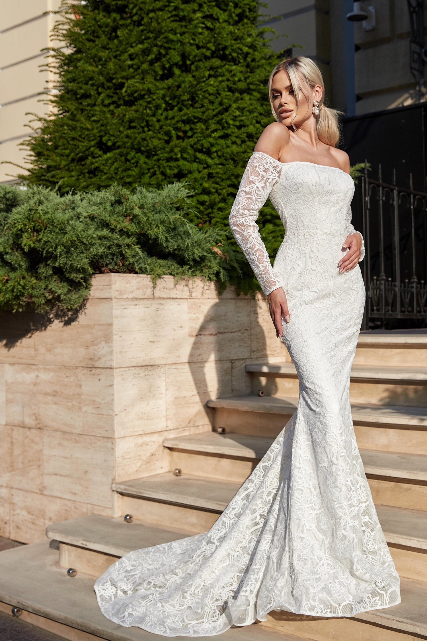 Tina Holly BB007 Wedding Off-Shoulder Evening Lace Dress
