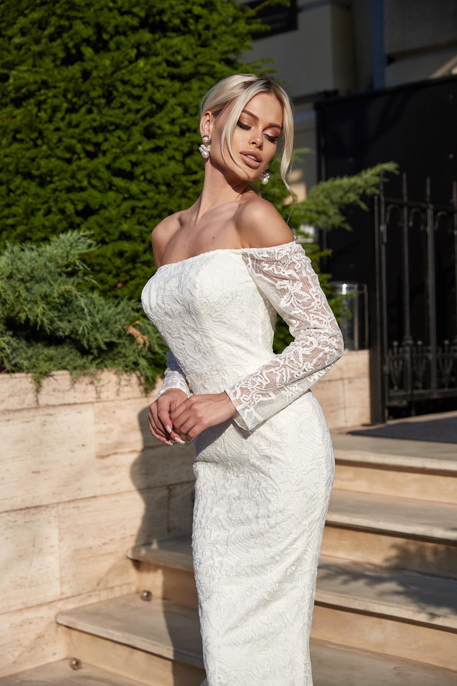 Tina Holly BB007 Wedding Off-Shoulder Evening Lace Dress