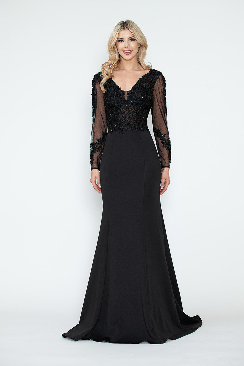 Vestido de noche de manga larga para madre de la novia con cuentas Lenovia 8323 - Nueva colección