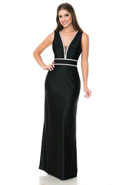 Formal Dress Deep V-Neck Embellished A-Line Prom Gown By Lenovia 5254-New Collection