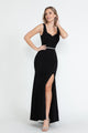 Vestido de noche ajustado con escote corazón y abertura en el muslo de Lenovia 5258